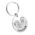 Picture-to-drawing Großer Runder Schlüsselanhänger - Personalisierbar mit Foto & Gravur